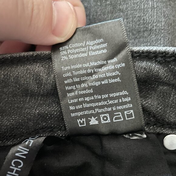 Risen Women Waist 32/Size 15 Charcoal Gray Raw Distress Hem 5-Pocket Denim Jeans - Picture 12 of 12